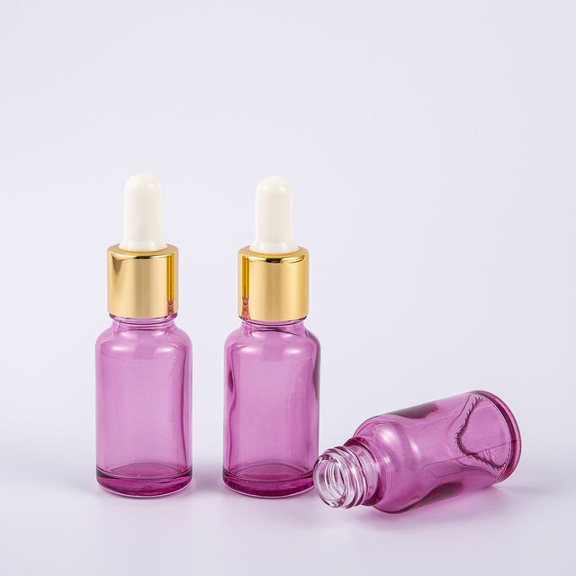 15ml Clear Pink Custom Logo Cylindrical Flint Glass Ampoule Bottle Gold Dropper Screen Printing Serum Essential Oil TBglass