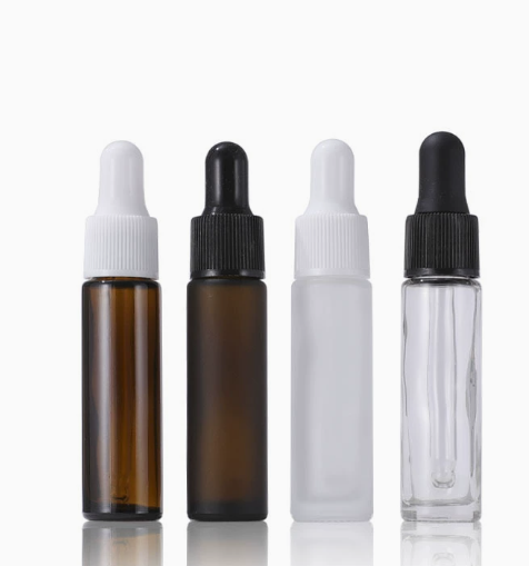 Wholesale 10ml Frosted Amber Glass Dropper Bottle with Screw Cap for Hair Oil Serum Cosmetic Packaging