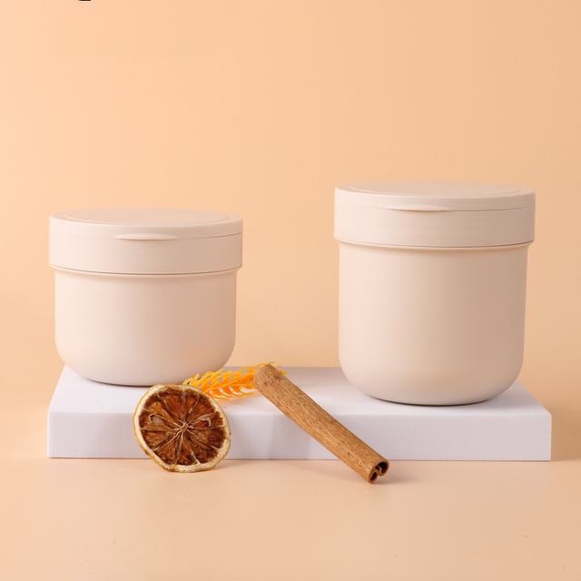 Yellow Color 300/400ml Frosted Cream Jar with Spoon, PP Container for Cleansing Mask, Hair Clay & Cosmetic Cream Plastic Jar