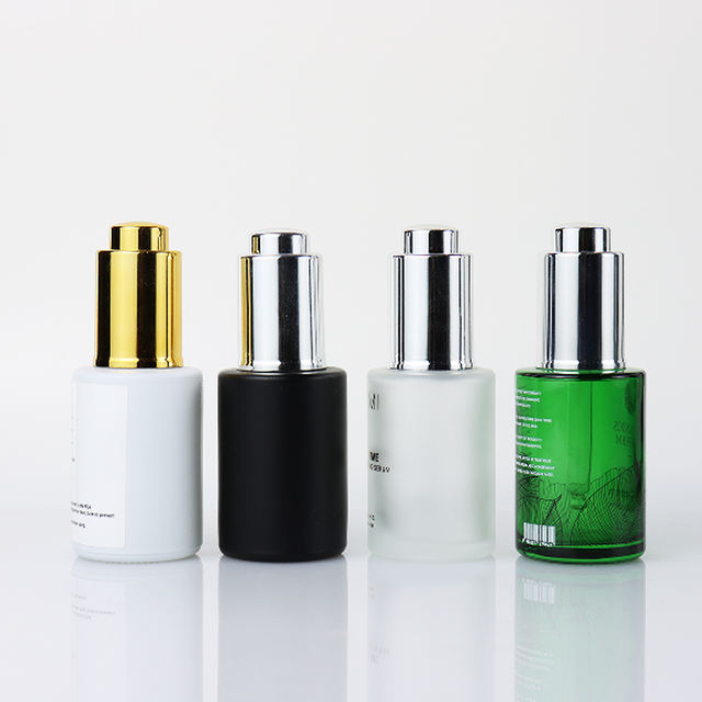 20ml 30ml 50ml 60ml 100ml Clear Frosted Press Pump Button Glass Dropper Bottle Cosmetic Serum Bottle With Pipette