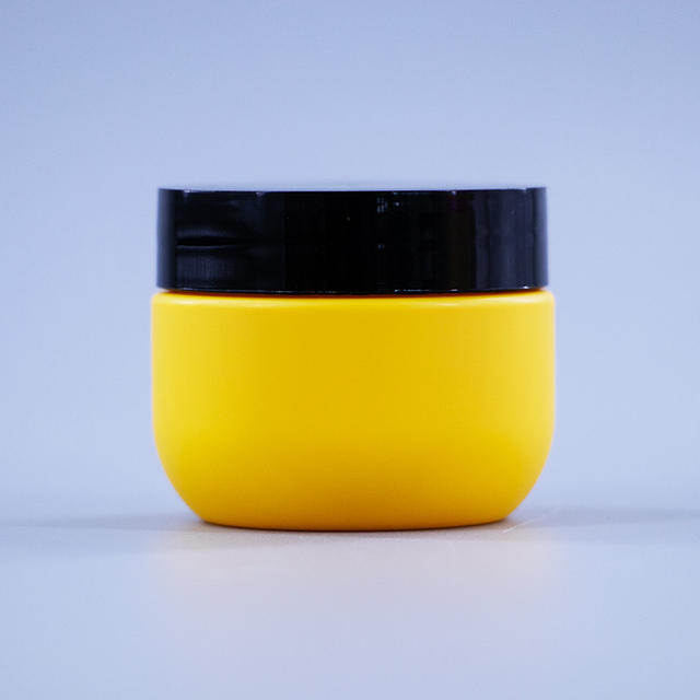 50ml Yellow PET Jar with Black Lid Empty Container for Facial Mud Mask Body Scrub Hair Mask Packaging