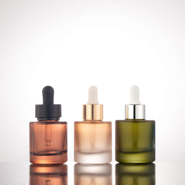1oz 30ml Transparent Frosted Glass Cosmetic Bottle for Oil, Skin Care Serum with Dropper, Matte Oil Essence Liquid Bottle