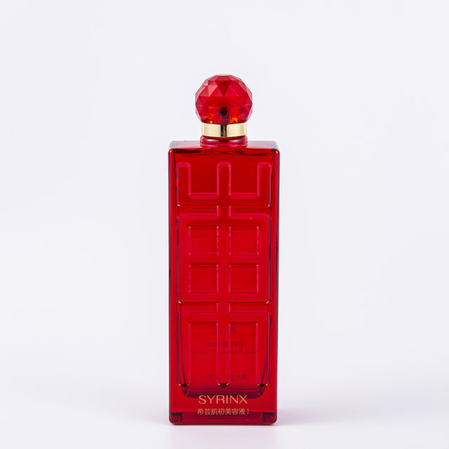 Luxury Arabian Custom 100ml Red Flint Glass Square Flat Screw Cap Screen Printed Bottle for Premium Lotion Serum Toner Packaging