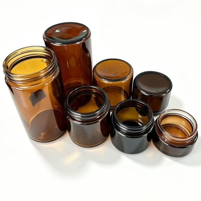 Airtight Amber Brown Round Glass Cream Lotion Storage Jars 30ml 100ml 120ml 180ml 250ml With Lids