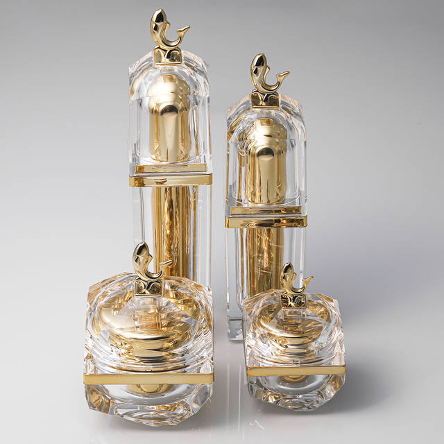Transparent Gold Edge Double Layer 10g 30g 20ml 30ml Acrylic Cosmetic Essence Lotion Packaging Bottles Plastic Bottles