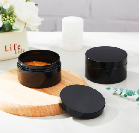 Plastic Jar Empty Black PETG Cosmetic Lotion Eye Cream Face Mask Cream Body Butter Round Travel Storage Screw Top