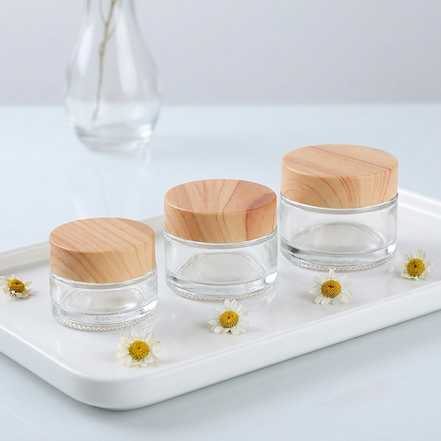 Glass Cream Jars with Plastic Cap Mini Cosmetic Container for Eye Cream Skincare Packaging