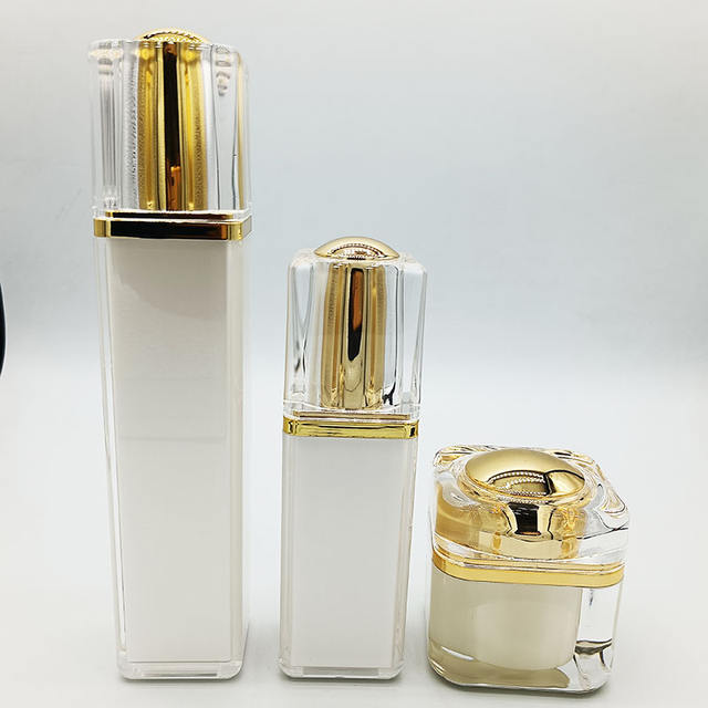 Manufacturer Customized Acrylic Cosmetic Bottles & Jars Set Pump Sprayer for Skin Care Serum Face Mask-Light Luxury Packaging