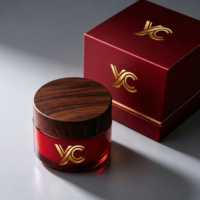 YC Luxury Empty Glass Jar with Plastic Lid Matte Red Customizable Cosmetic Container for Face Cream and Blush