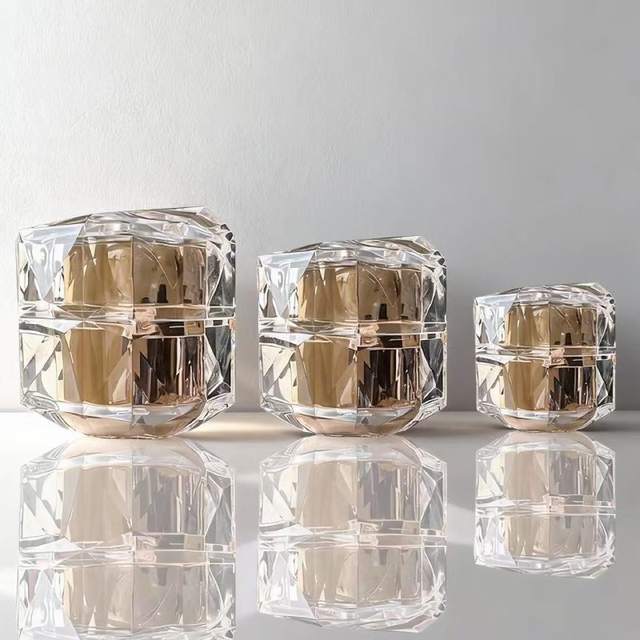 Luxury Acrylic Jars 15 g 30 g 50 g Glossy Golden Shiny Facial Cream Jars Empty Acrylic Cosmetic Packing