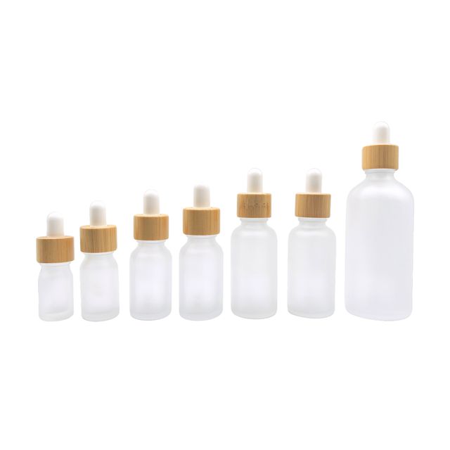 5ml-100ml Frosted Glass Dropper Bottle Bamboo Wooden Lid Empty Pipette Vial for Skin Care Serum Eye Drops for Essential Oils