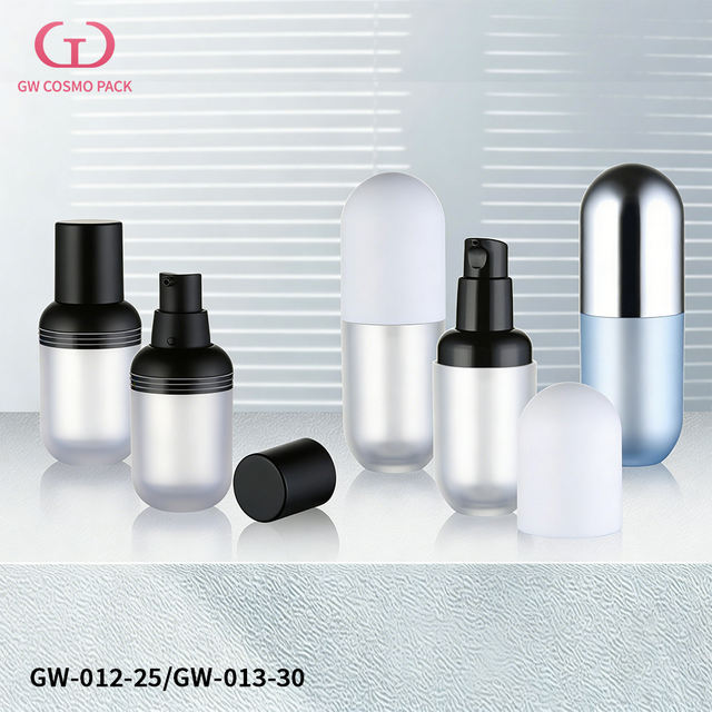 Refillable Round Empty Skincare Bottle PETG Press Pump Foundation Isolation Lotion Cosmetic Packaging Custom Logo OEM