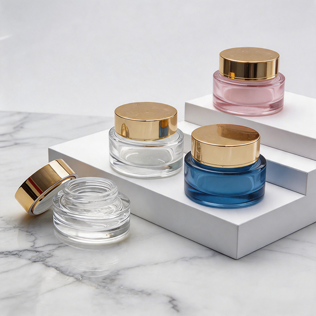 Custom Design Printing Logo 30g 50g Eye Face Cream Skin Care Facial Moisturizer Cosmetic Borosilicate Glass Jar Plastic Lid