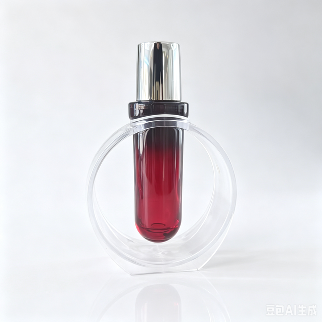 Unique Circular Acrylic Frame Serum Bottle Gradient Red Empty Essence Oil Spray Bottle for Toner Essential Oil SkincareContainer