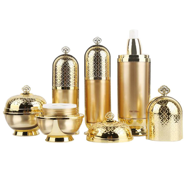 New Luxury Skin Care Cream Bottle Acrylic Lotion Bottle Gold Cosmetic Packaging